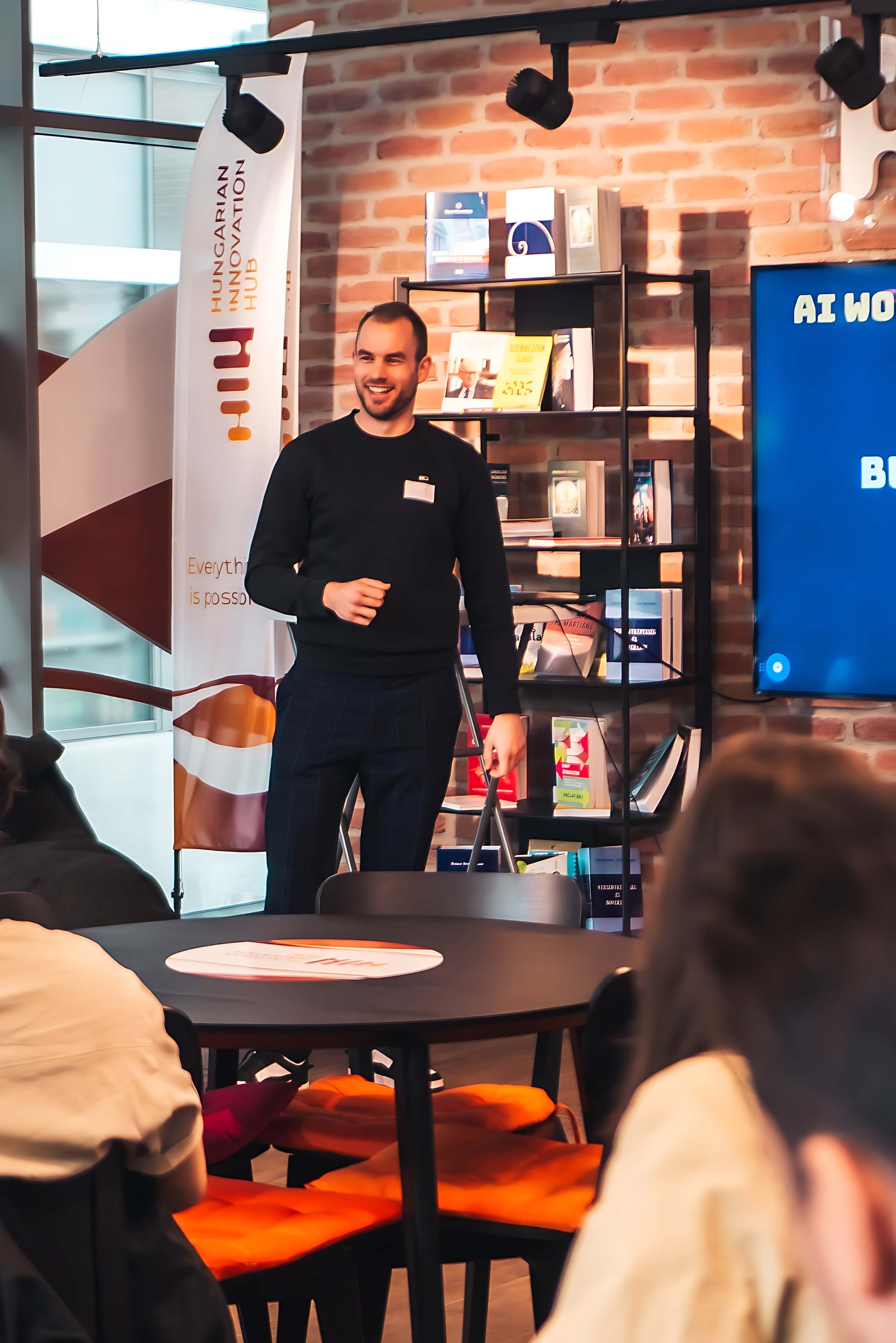 Jozsef Gyarmati speaking at Hungarian Innovation Hub event